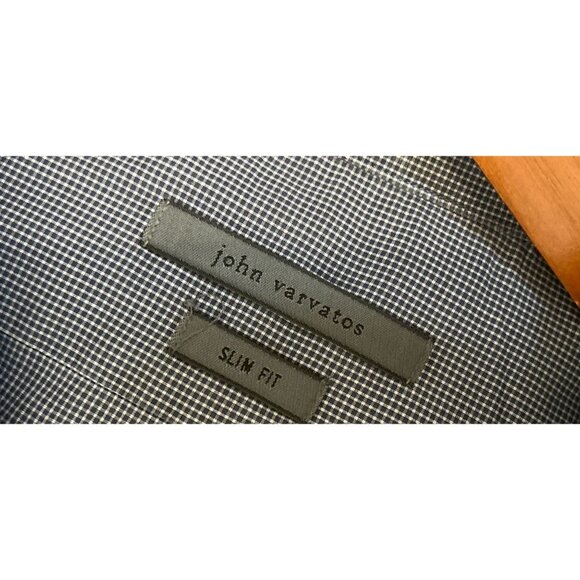 John Varvatos Dress Shirt Button-up Blue Grey Small Tartan Size 15.5 Slim - Picture 3 of 5
